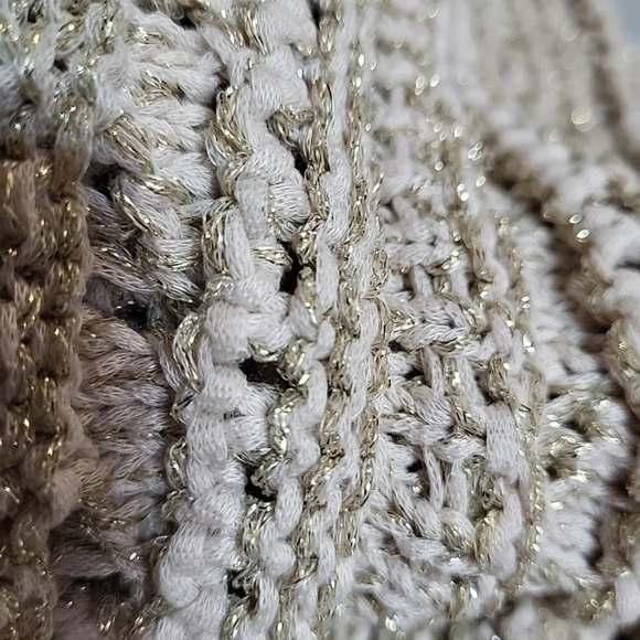 Rachel Zoe Sleeveless KnitSweater M Tan Oatmeal Crop Gold Threading‎ NWT - Picture 8 of 9